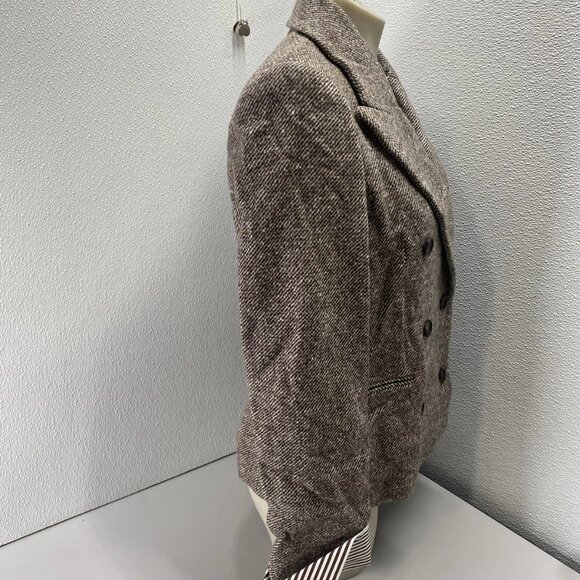 Brunello Cucinelli Women’s Diagonal Tweed Wool Blazer w/ Removable Cuffs – Brown - Picture 3 of 14